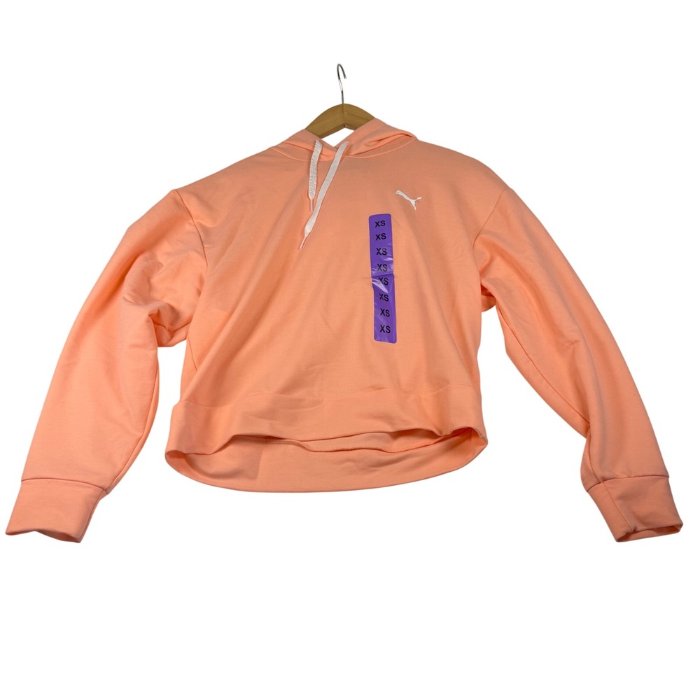 Puma Womens Essentials+ Cropped Hoodie Apricot Peach Logo 846115-26 XS